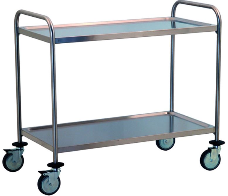 Carrello da laboratorio - Acciaio inox - 2 ripiani da 60 x 40 x 12,5 cm - 1  cassetto - 40 kg